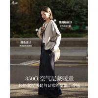 【350G空气层】2026春舒暖小香风V领撞色箱型短款宽松女外套