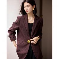 【优雅CBD】秋季皱感肌理翻驳领一粒扣挖袋宽松气质女西装外套