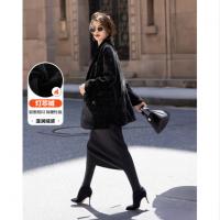 【时髦职场人】冬格雷系灯芯绒商务西服翻驳领双排扣短西装外套女