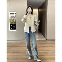【热力感穿搭】春季静奢风呼吸感含绵羊毛双面呢时髦折边女式外套
