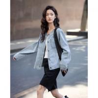 【单宁云感棉】春季韩风设计感口袋压线宽松舒适藏肉女式牛仔外套