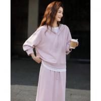 【莫兰迪套装】2026春温柔风双针三线明辑无缝压胶小个子女式两件套