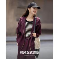 【韩风空气层套装】秋季连帽撞色拉链上衣松紧腰直筒半裙女两件套