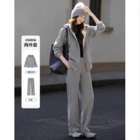 【遛弯套装】冬季智感灰系连帽上衣运动藏肉好搭长裤两件套女时尚