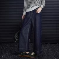 【修胯达人】2026春云氧棉撞色压线直筒显瘦阔腿九分牛仔裤女高级感