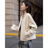 【环保PU】2026春都市圆领立体充棉分割线装饰挺括女式夹克外套