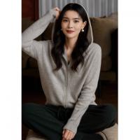 【100绵羊毛】冬季盐风居家连帽拉链开衫刺绣气质针织衫女上衣