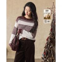 【100绵羊毛】秋季丰盈细腻拉毛提花线衫罗纹收口针织衫女上衣