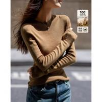 【无缝一体100绵羊毛】秋季可机洗精纺半高领线衫针织衫女上衣