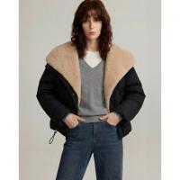 【御寒有道】冬季90鸭绒仿羊羔绒拼接翻领滚条三层工艺女羽绒服