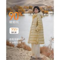 【15D泡芙云】冬季90鹅绒零压感连帽后腰抽绳长款女式羽绒服