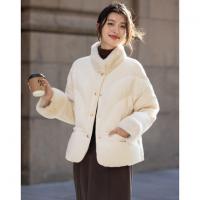 【温柔抗寒】冬季轻量美学90鸭绒獭兔毛立领双排扣女式羽绒服