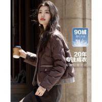 【轻薄暖结合】冬季90鸭绒韩风立领布艺磁吸扣三层工艺女羽绒服