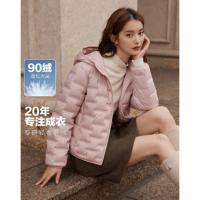 【奶球初雪】冬季高暖90鸭绒云梯格压胶直充织带包边女式羽绒服