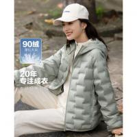 【奶球初雪】冬季高暖90鸭绒云梯格压胶直充织带包边女式羽绒服