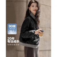 【轻薄暖结合】冬季90鸭绒韩风立领布艺磁吸扣三层工艺女羽绒服