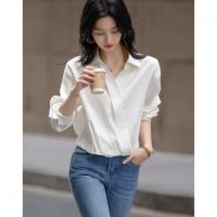 【叠搭不费力】春季气质翻领云朵棉衬衫松紧下摆遮肉衬衣女装上衣