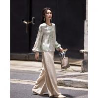 【诗意江南】春秋国风新中式光泽感晕染提花衬衫水滴扣衬衣女装