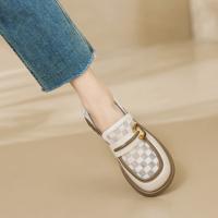 2023春夏新款时尚通勤撞色网状透气乐福鞋女单鞋