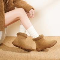【韩系慵懒】25冬毛口立体榴莲纹底加厚仿羊羔毛保暖短靴雪地靴