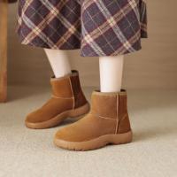 潮流简约日常通勤纯色百搭牛反绒雪地靴女靴