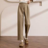 【漫步职场】春秋咖调职场宽松九分直筒裤简约舒适通勤女式休闲裤