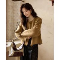 【含绵羊毛双面呢大衣】秋冬气质单排扣保暖厚短款外套大衣女