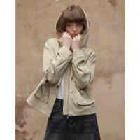 唐狮2026秋季新款假两件连帽风衣女休闲小个子宽松减龄工装外套