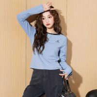 唐狮2026秋冬新款女长袖T恤美式复古手臂条纹辣妹修身正肩t恤