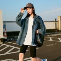 唐狮2026秋季衬衫女新款长袖水洗牛仔连帽复古时尚设计感上衣