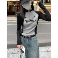 唐狮2026春秋季女长袖T恤立领拉链插肩袖修身显瘦百搭时尚设计感