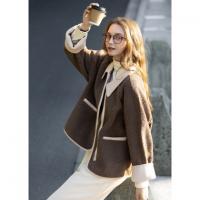 唐狮2025春秋季外套女仿羊羔绒短款上衣灯芯绒小众设计感上衣百搭