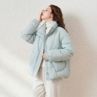 唐狮2026冬季短款羽绒服女连帽紫色小个子穿搭宽松休闲风爱心少女