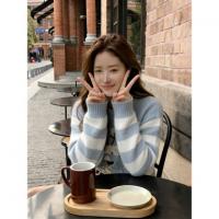 唐狮2026秋季新款毛线衫女圆领条纹套头超好看早秋穿搭甜美毛线衫