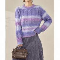 唐狮2025年冬季毛衣气质高级感小众独特女士圆领渐变纱绞花毛线衫