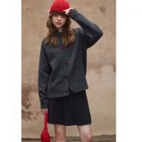 【关晓彤同款】唐狮2026秋冬毛衣开衫女圆领套头净色爱心钮扣外套