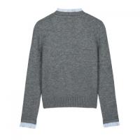 唐狮2026秋冬季开衫毛线衫女假两件拼接深灰色简约风毛衣外套