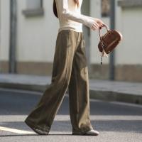 唐狮2025秋冬女款休闲裤宽松明线阔腿长裤流行百搭设计感洋气J1