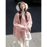 唐狮2026秋冬季仿羊羔毛外套女圆领小香风厚款外套白色温柔淑女风