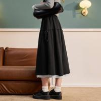 唐狮2026半身裙女秋冬高级感女甜美温柔风褶皱蕾丝花边半身长裙