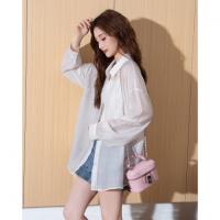 唐狮2025夏季新款女净色宽松微弹韩系单排扣翻领长袖衬衫韩系潮流