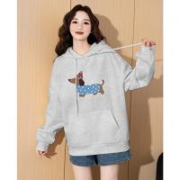 唐狮2025新款春季女连帽卫衣可爱减龄慵懒风腊肠狗休闲百搭潮流wp