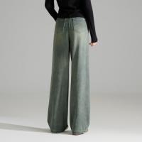 唐狮2026秋季新款女牛仔长裤复古宽松分割直筒显瘦阔腿裤k1