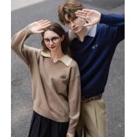 【史努比联名款】唐狮2026秋冬季情侣款假两件左胸绣花翻领毛线衫
