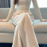 唐狮2026秋冬季女宽松休闲毛呢加绒长裤直筒裤阔腿裤百搭女裤潮流