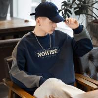 【小灯塔】唐狮男款圆领卫衣2025新款春秋季拼接字母印花美式学院