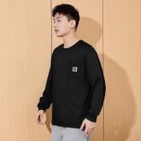 唐狮2026春秋季新款男士长袖T恤圆领简约小众百搭休闲慵懒风上衣