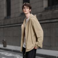 唐狮2026秋季外套男连帽锈花夹克休闲工装拼接短外套上衣宽松韩版