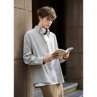 唐狮2026新款春秋长袖衬衫男翻领单口袋薄款早秋穿搭简约时尚上衣