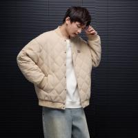 唐狮秋冬季新款棉衣男士棒球领菱形格运动棉服夹棉外套加厚防寒服